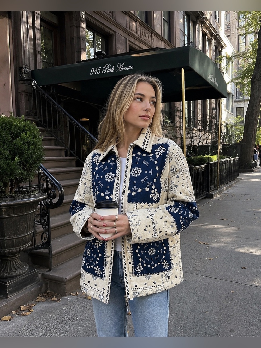 Tuckernuck Caroline Constas Quilted Patchwork Print Linen Blend Jacket Small NWT